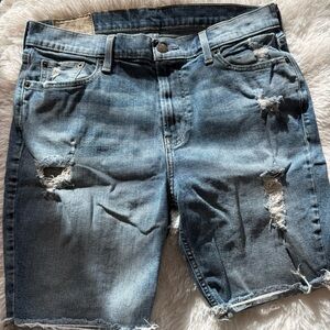 Hollister Light Blue Distressed Denim Shorts